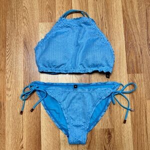 Vix Paula Hermanny Blue Textured Bikini Set